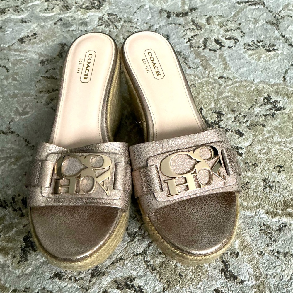 Coach leather Slide wedge Sandals❤️‍🔥❤️‍🔥